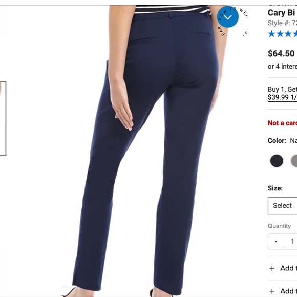 Crown & Ivy Cary Bi Stretch Fly Front Pants in Navy - Picture 4 of 7